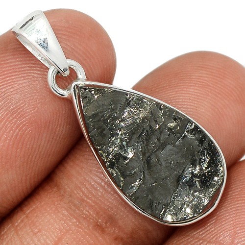 Natürlicher Schungit 925 Sterling Silber Anhänger Schmuck CP42901