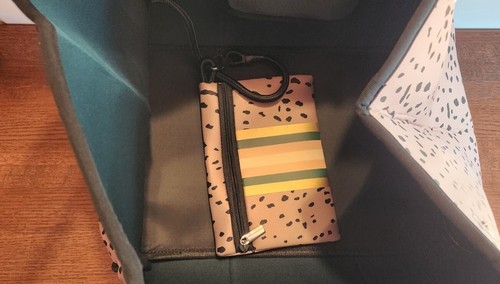 Taylor Gray Mary Jo Large Animal Print Neoprene Tote Bag With Makeup Case NWT - 第 7/7 張圖片