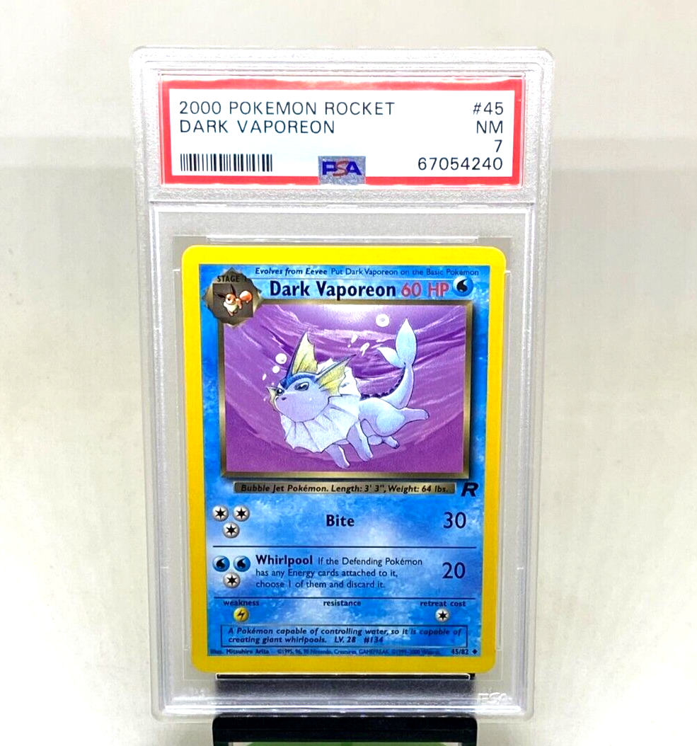 2000 Pokemon Team Rocket TCG 45/82 DARK VAPOREON PSA 7 Illus 2000 Pokemon Team Rocket TCG 45/82 DARK VAPOREON PSA 7 Illus