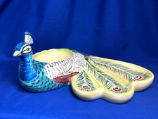 Tracy Porter china Artesian Road Collection Peacock figural chip and dip