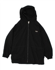 Mossimo Womens Oversized Hooded Rain Jacket Uk 14 Medium Black Nylon Ag03