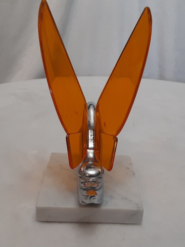 ** ( 1 ) Chrome Lighted Swan with Amber Wings Flying Hood Ornament Rat Hot Rod - Foto 6 di 6