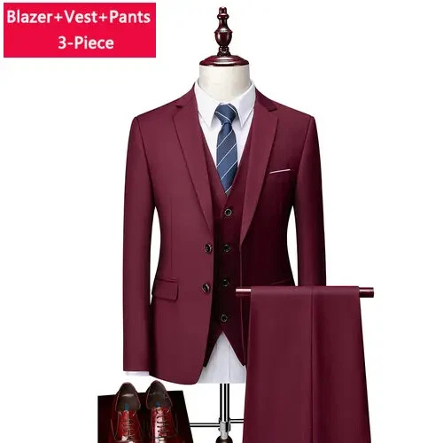 ( Sakko + Weste + Hose ) Boutique Herren Anzug 3-teiliges Set Bräutigam Brautkleid - Bild 19 von 52