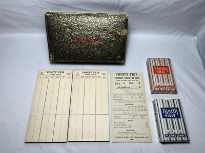 Vanity Fair Playing Cards Bridge Set With Score Pads Boxed Vintage 1950 s RARE