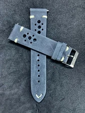 22mm Dark Gray Grey Racing Style Vintage Leather watch band strap Quick Release