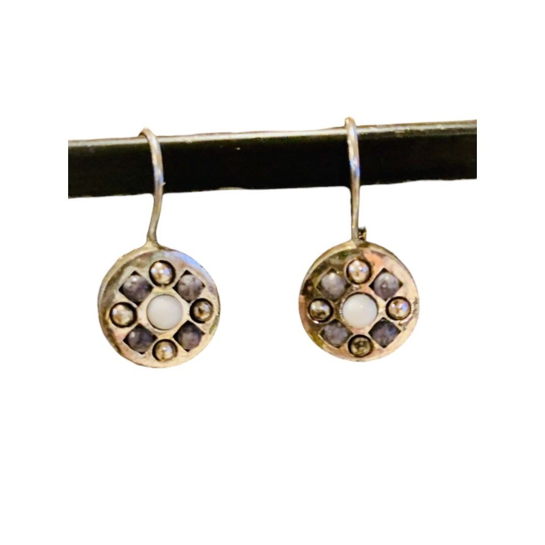 Delicate Leverback Pierced Earrings Silvertone Ci… - image 1