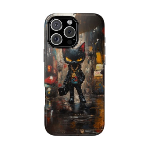Black Cat Boombox Alley - Phone Ink Cover Case for iPhone, Galaxy, Pixel