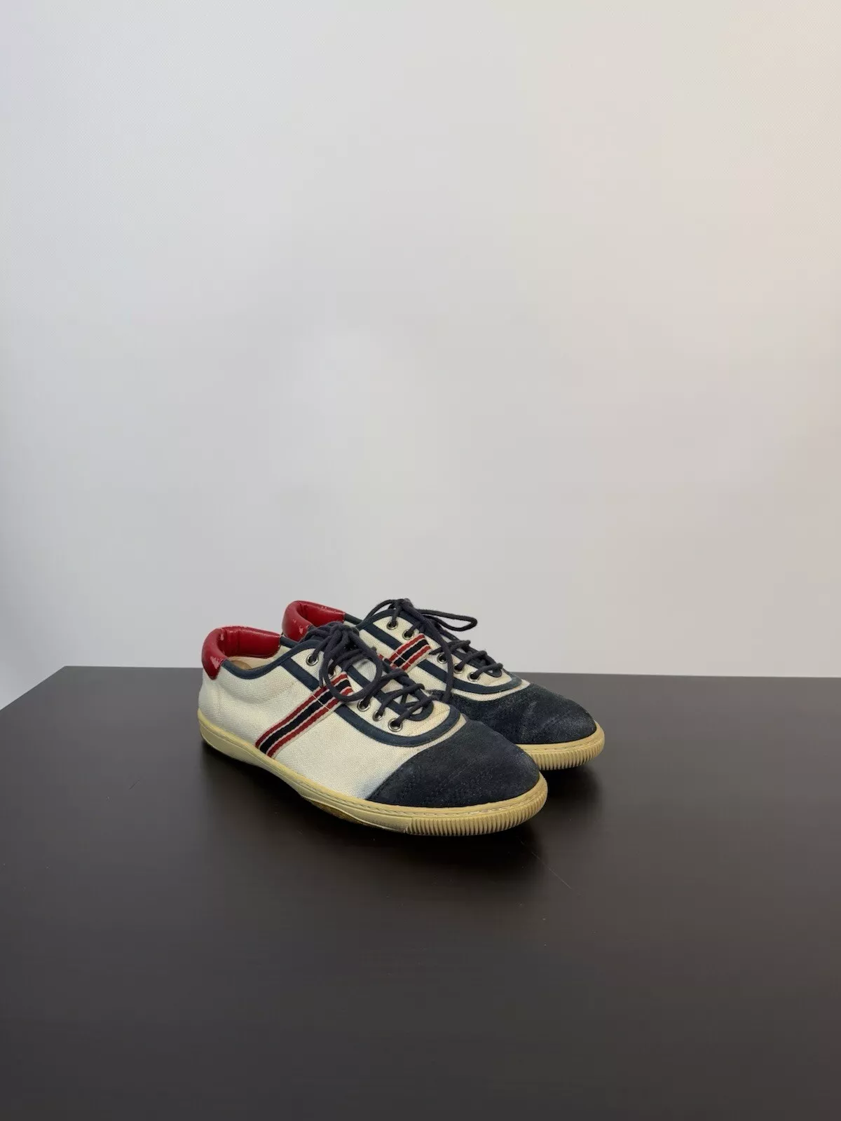 Gucci 77 Homme Toile Daim Baskets Chaussures Beige Taille 8,5 G US 9 Code 309523