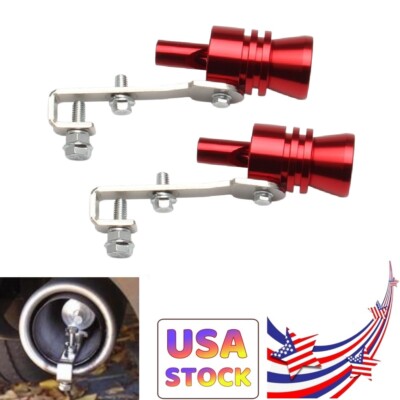 2x L Red Car Turbo Sound Noise Whistle, Exhaust Pipe Booster Muffler Simulator
