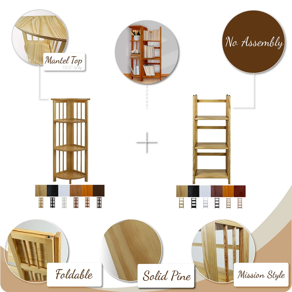 3 Shelf Folding Bookcase 14 in Wide Honey Oak - Image 3 of 3