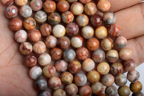 Cuentas sueltas redondas de 8-9 mm de encaje rojo natural genuino grado ágata AAA 15" - Imagen 3 de 3