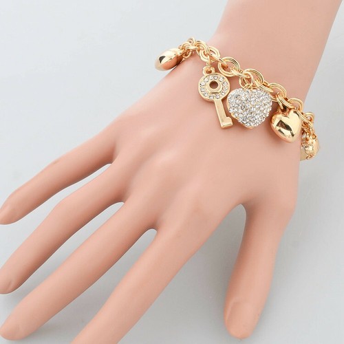 JOYERIA DE MODA BRAZALETE CON PRECIOSOS ABALORIOS DE CRISTAL DE ORO METALIZADO - Picture 4 of 5