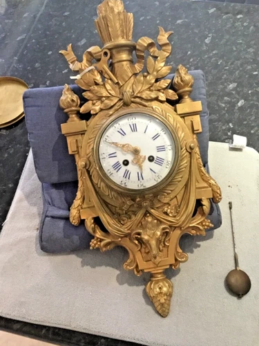 Rare Large Antique French Bronze Cartel Wall Clock-19th Century