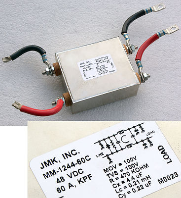 48 VOLT 60AMP 48V DC FILTER JMK INC MM124460C MM-1244-60C M9934 60A MM-1244-60C