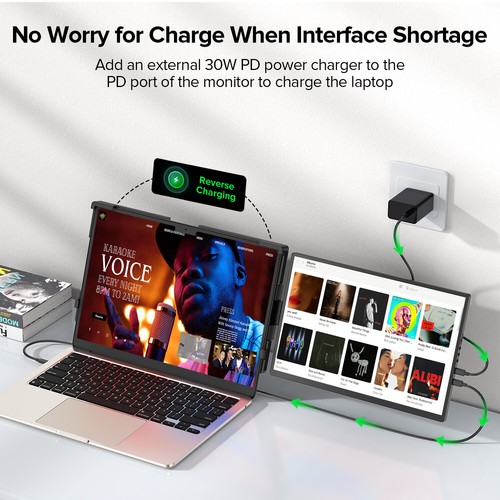 UPERFECT 14 Inch 2K Portable Monitor Laptop Screen Extension 2240x1400 USB C - Picture 8 of 8