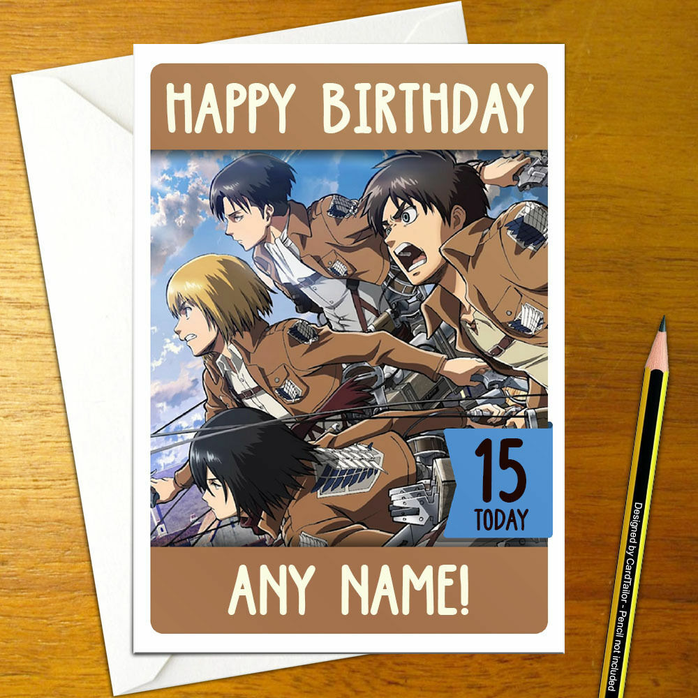 ATTACK ON TITAN Personalised Birthday Card - anime personalized eren mikasa  levi | eBay