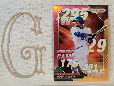 Mookie Betts, Dodgers, 2020 Panini Prizm Numbers Game Red Orange