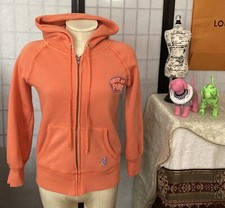 Victoria s Secret PINK Wom M Orange Stretch Track/Sweat Hoodie Jacket VTG 08