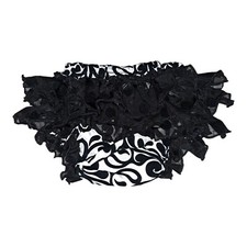 Mud Pie Flocked Girls Bloomers Diaper Cover Ruffle Black  White 0-6 Months