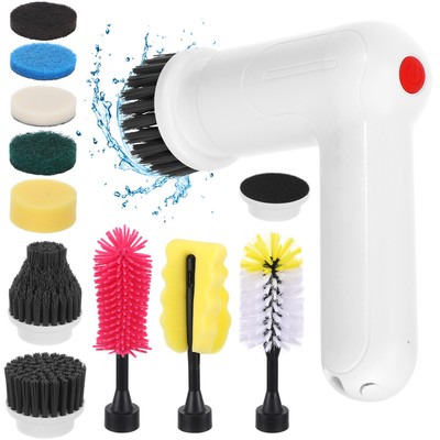 Cordless Electric Spin Scrubber Cleaning Brush Rotating Bathroom Kitchen Heads