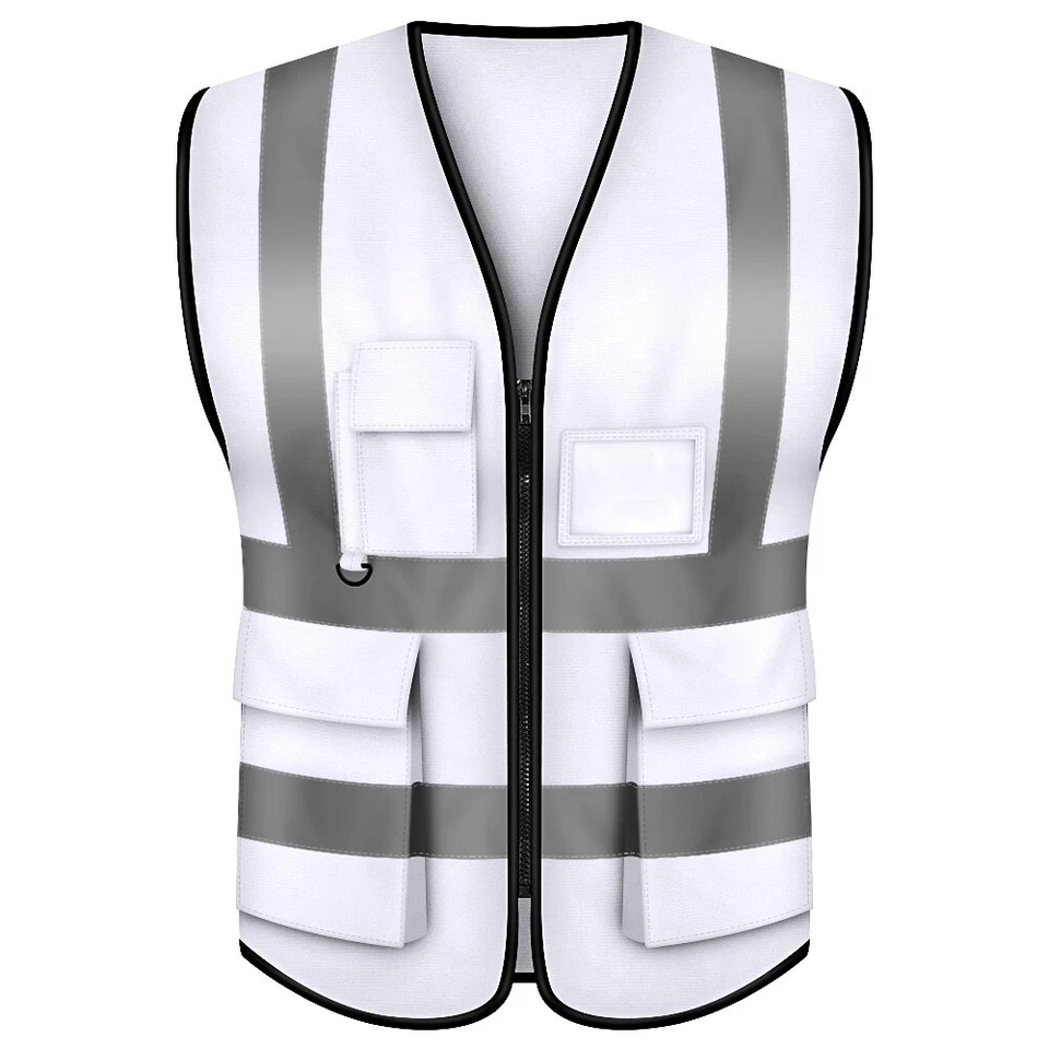 Chaleco de seguridad de alta visibilidad personalizado con 5 bolsillos tira reflectante ropa de trabajo Foto 3 de 4