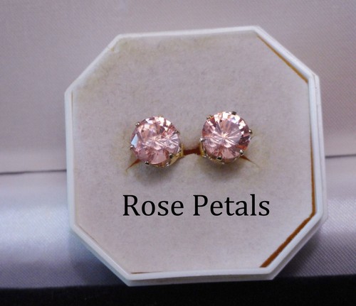 Mens Womens Round 7mm Austrian Crystal Yellow Gold Filled Stud Earrings, Unisex - Picture 9 of 12