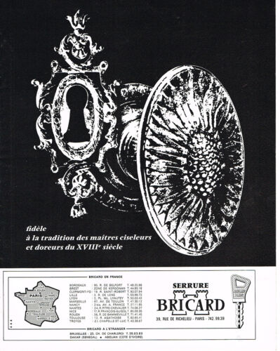 PUBLICITE  1972   BRICARD  serrures - Bild 1 von 1