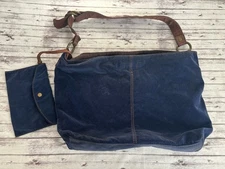 Vintage Y2K Lucky Brand Blue Shoulder Velvet Hobo Bag Purse