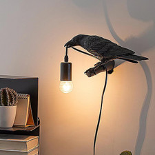 Hgomx Raven Desk Lamp Bird Resin Led Lamp For Bedroom/Office/Living