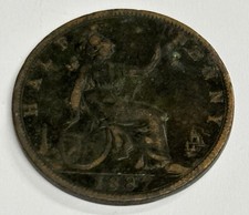 1887 Queen Victoria Half Penny Coin.