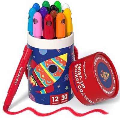 JUPITEARTH Silky Twist Crayons, 12 Colors Washable Crayons for Toddlers 1-3 |...