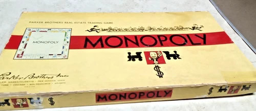 Vintage 1954 Monopoly Board Game Parker Bros Yellow Box