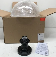 Golden Lighting Hines 14 in. 1-Light Black with Seeded Glass Semi-Flush Mount