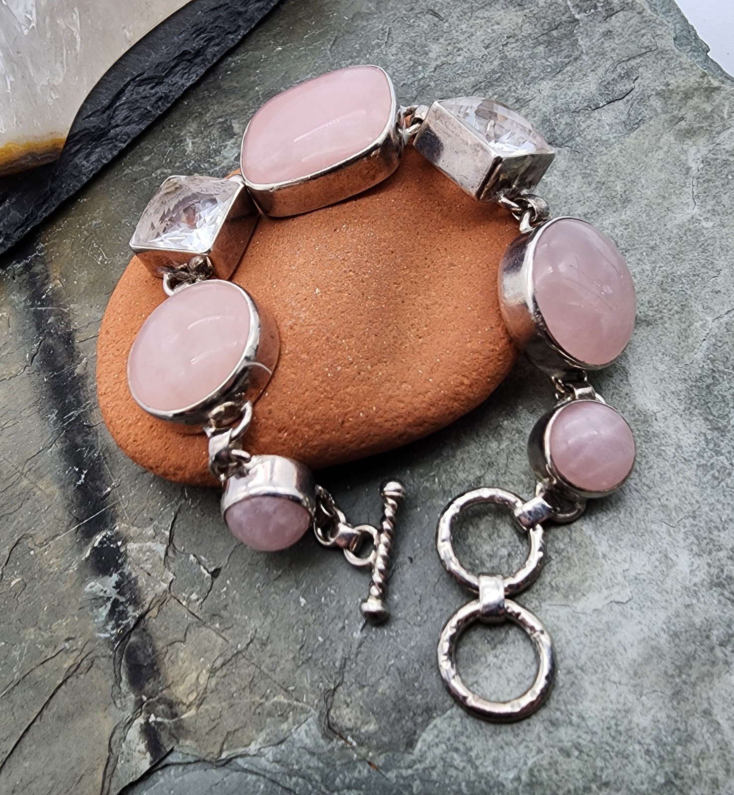 Sterling Silver 925 AF Anzardo's Fine Arts Rose Quartz Crystal