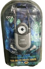 Coby CX-7 Mini AM/FM Pocket Radio DBBS Silver w/ Earphones New Sealed