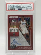 2018 Panini Contenders Optic Red Shai Gilgeous-Alexander ROOKIE AUTO /99 PSA 8