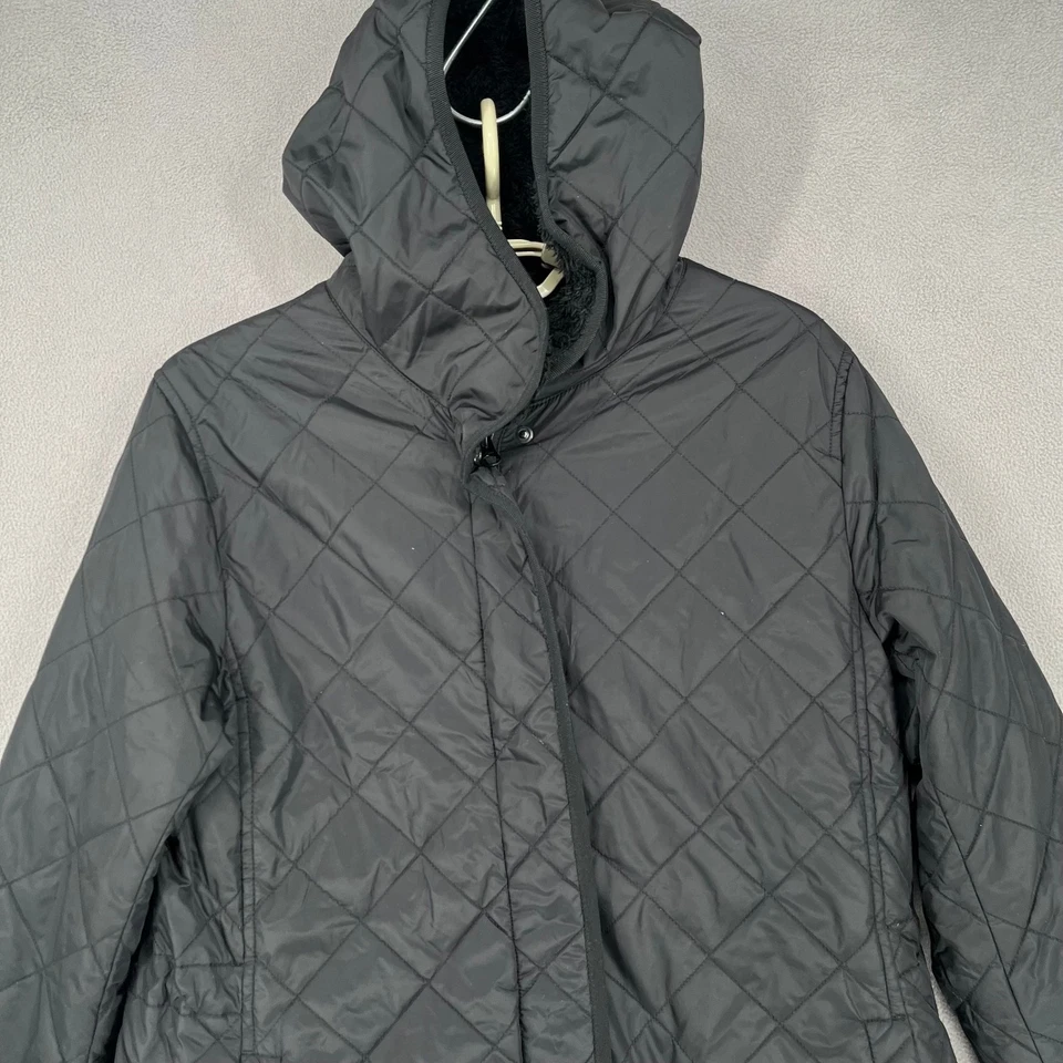 Chaqueta Uniqlo Mujer Mediana Negra Longline Acolchada Abrigo Capucha Forrada de Vellón Foto 2 de 4
