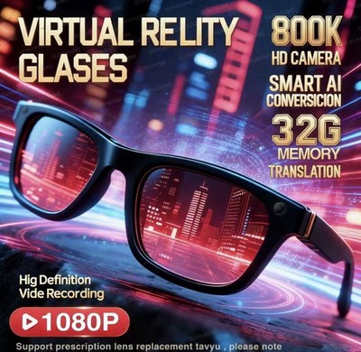AI Smart Glasses 4K Kamera Brille GPT Übersetzer Bluetooth WLAN 32GB HD Neu OVP