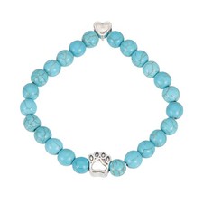 Stone Paw Bracelet,Heart Paw Print Dog Mom Memorial Bracelet,Blue