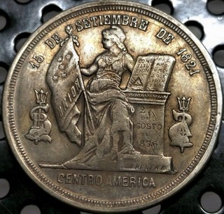 Peso Over Date 1889/8 PROGRESO I LIBERTAD Republic Of Honduras Extremely Rare!!!