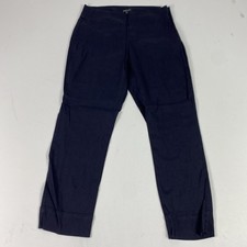 Eileen Fisher Pants Womens Medium Navy Linen Blend Tapered Ankle Zip Stretch