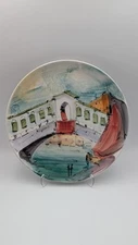 Italian Grand Canal Venice Art Hand Painted Ceramic Wall Hangings, Signed