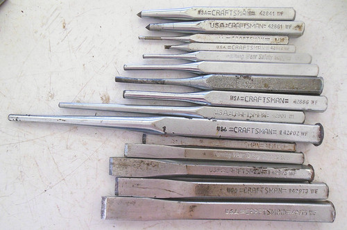 VTG Craftsman 15 PC Punch and Chisel Set WF USA- 42971 42841 42882 + MANY MORE