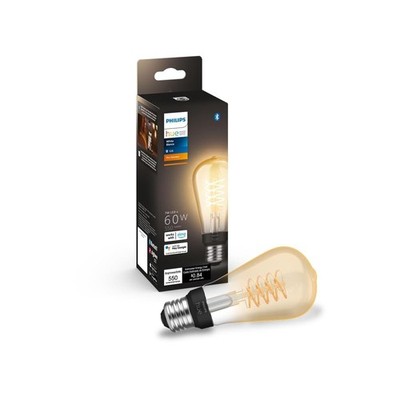 Philips Hue Smart 60W ST19 Filament LED Bulb - Soft Warm White Light - 1 Pack -
