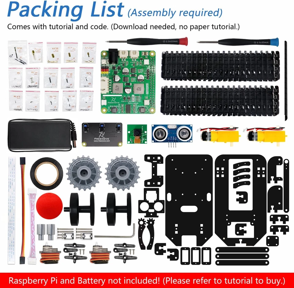 Tank Robot Kit Crawler Raspberry Pi App Control Camera Servo Tracing Ostacoli - Bild 2 von 4