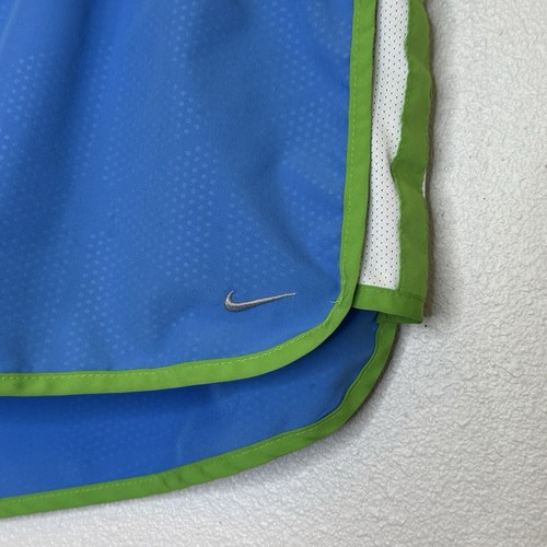 Nike Dri Fit Running Shorts Womens Size Large Blue Green Elastic Waist w/ Briefs - Picture 3 of 8