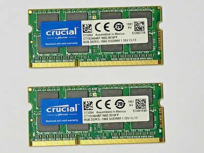 Crucial DDR3L 16GB 2x8GB  1866MHZ PC3L Laptop SODIMM 204-Pin Memory RAM WARRANTY