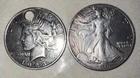 Lot Of 2 - $1 Peace Silver Dollar 1923 D  $1 Silver Eagle 1991