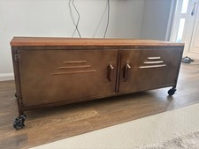 Maison Du Monde Industrial-Style Metal TV Unit with Wooden Top