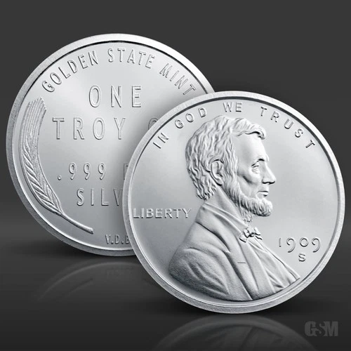 1 oz Lincoln Wheat Cent Silver Round .999 fine Silver Bullion 1 Troy Ounce